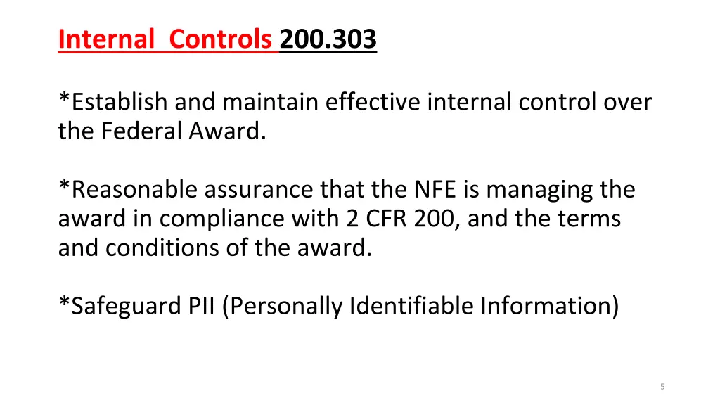 internal controls 200 303