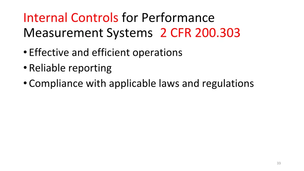 internal controls for performance measurement