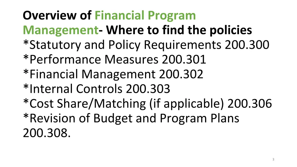 overview of financial program management where