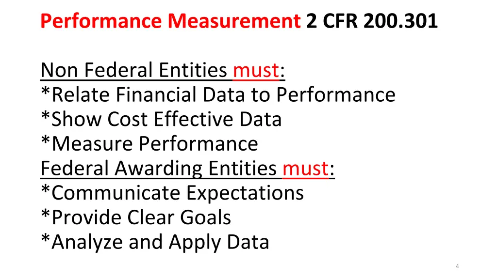 performance measurement 2 cfr 200 301