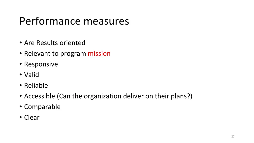 performance measures