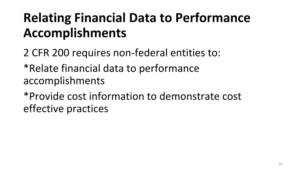 relating financial data to performance