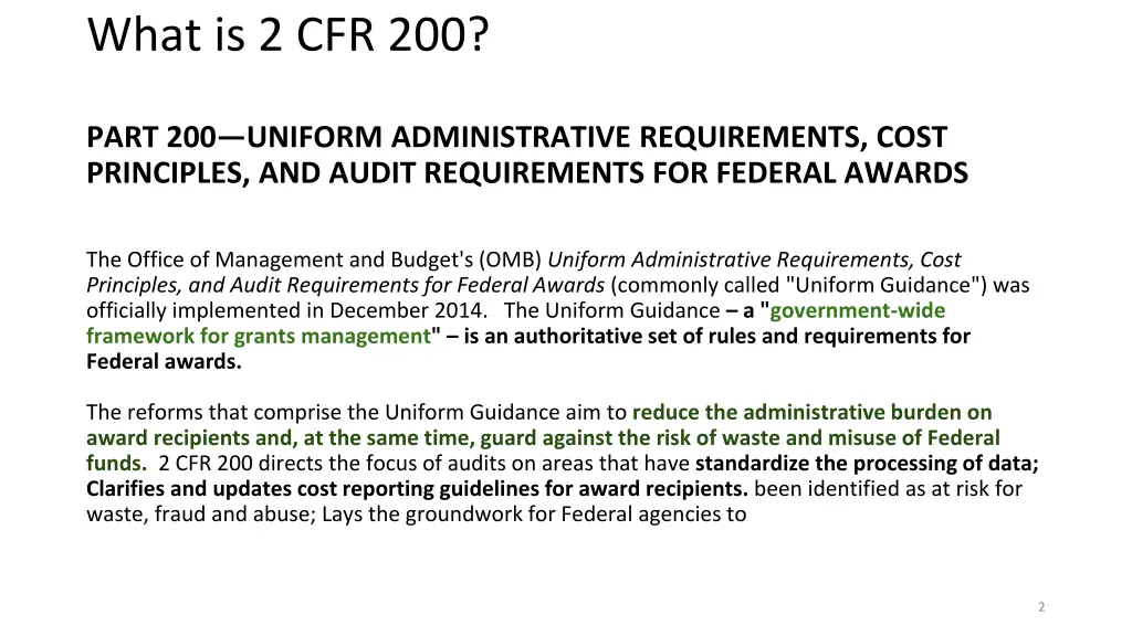 what is 2 cfr 200