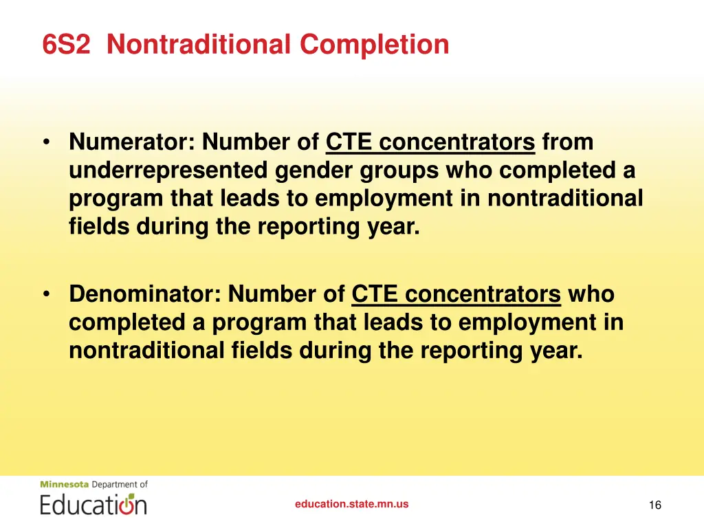 6s2 nontraditional completion