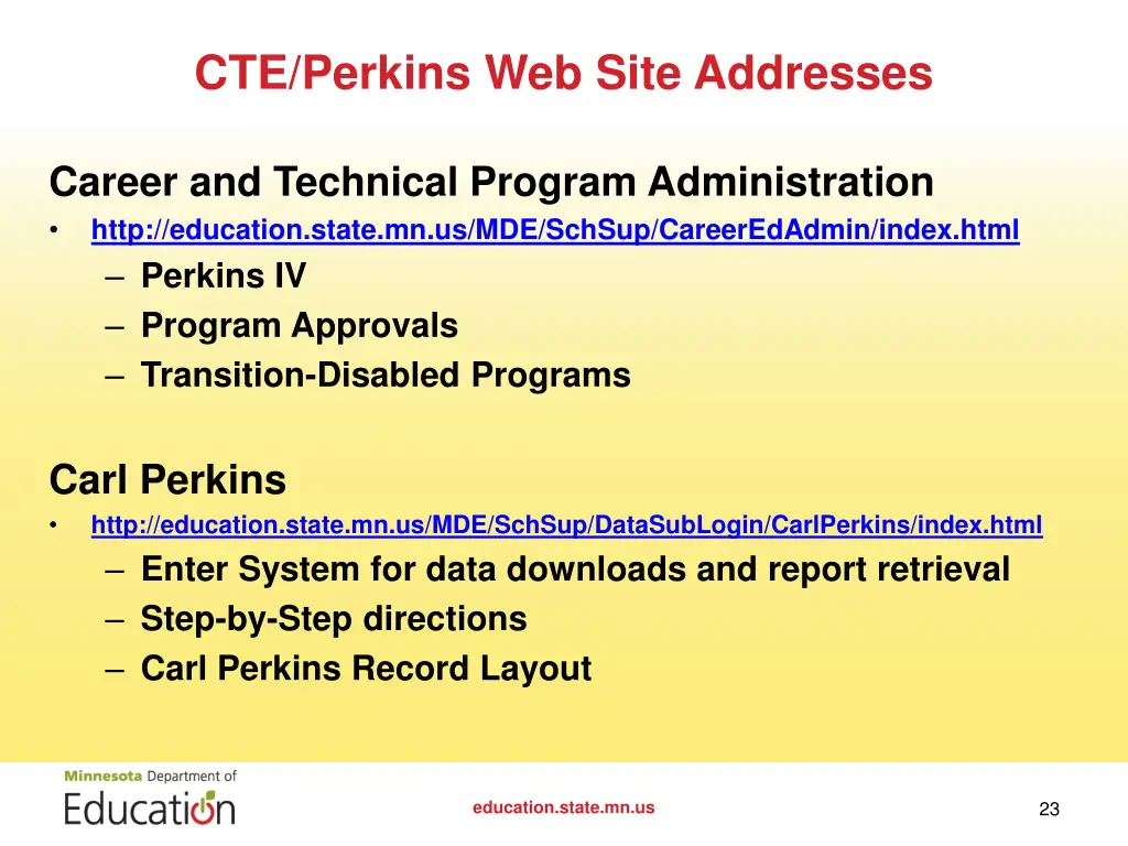 cte perkins web site addresses