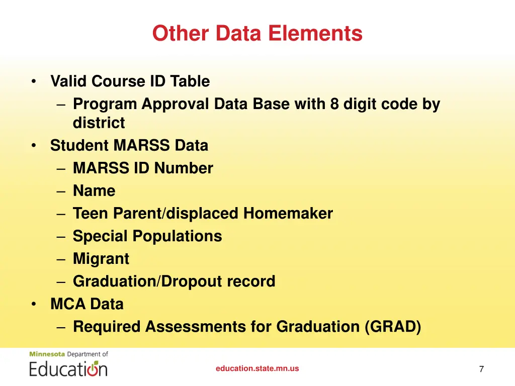 other data elements