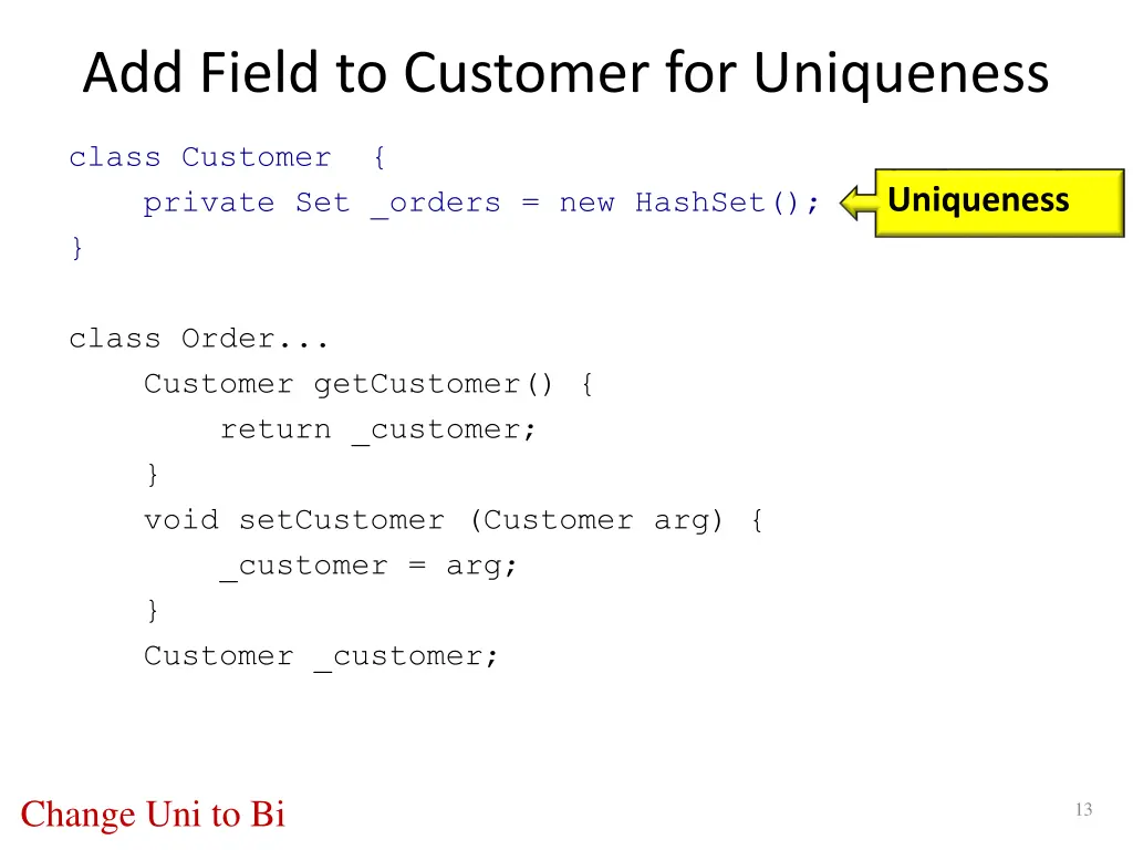 add field to customer for uniqueness