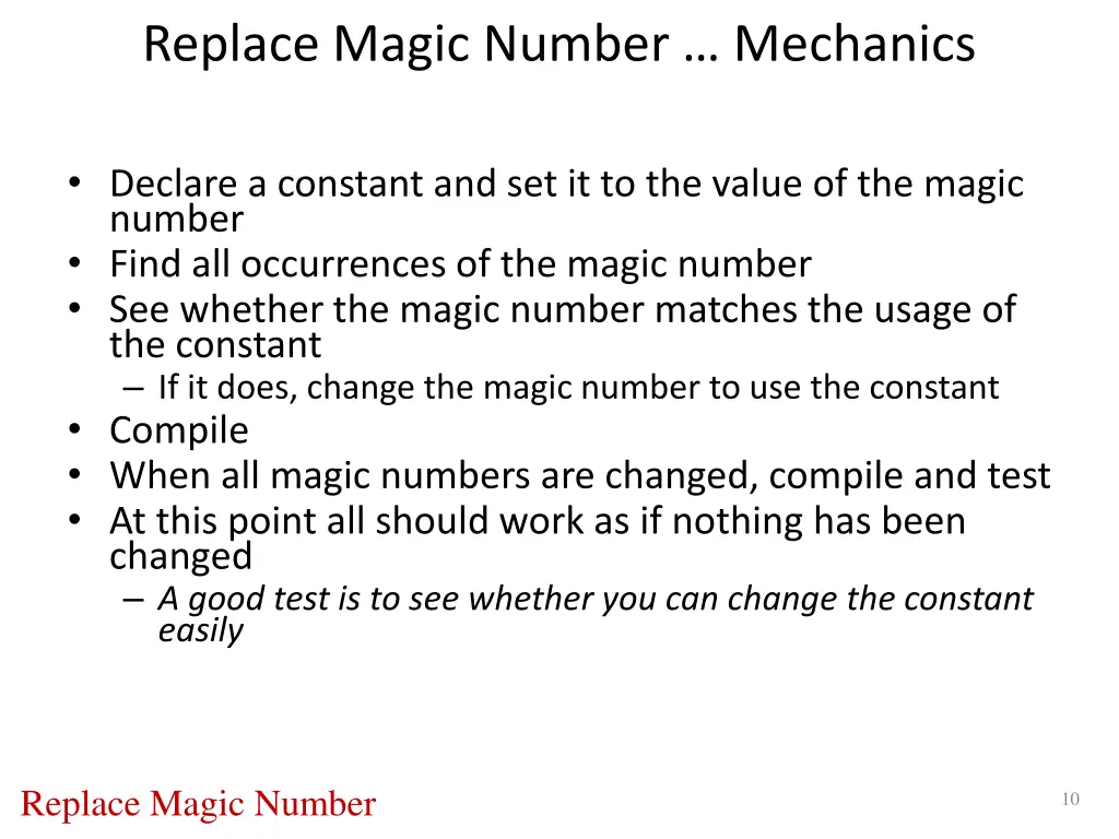 replace magic number mechanics