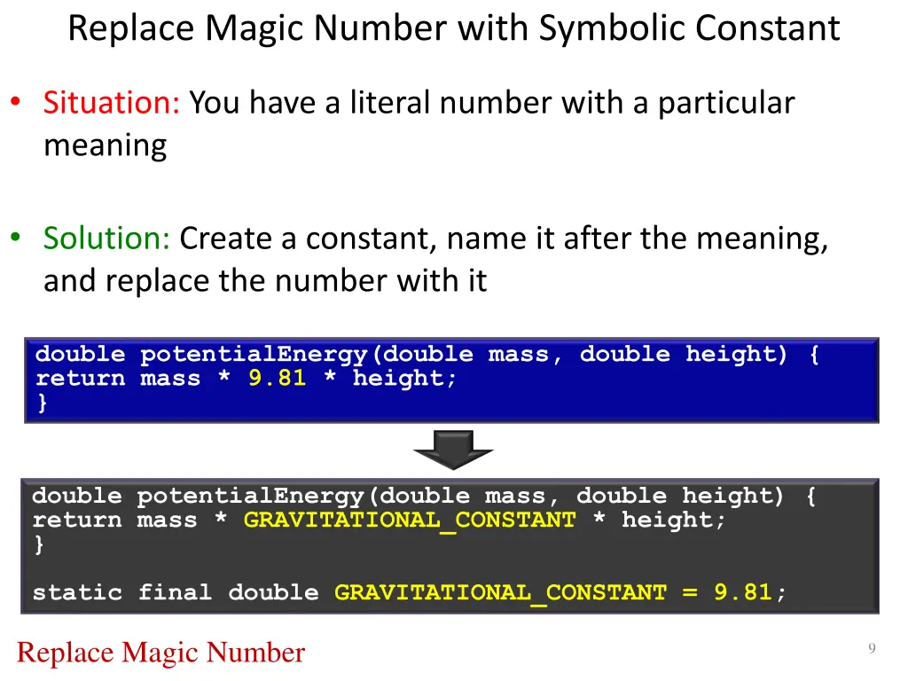 replace magic number with symbolic constant 1