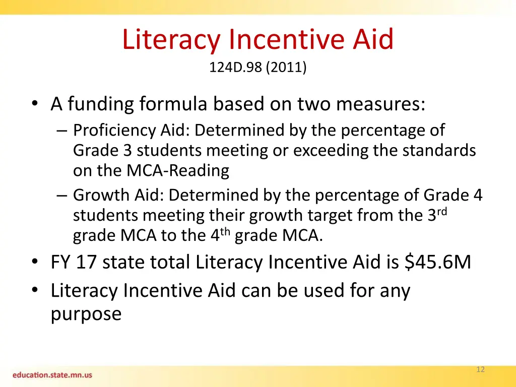 literacy incentive aid 124d 98 2011