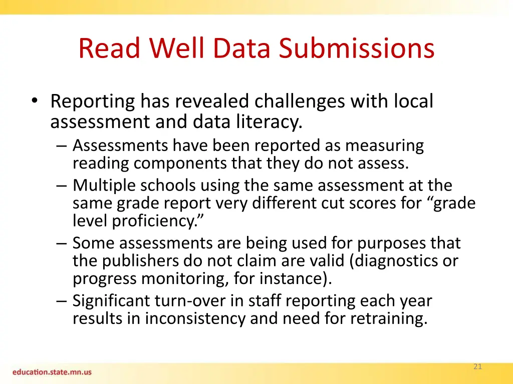 read well data submissions