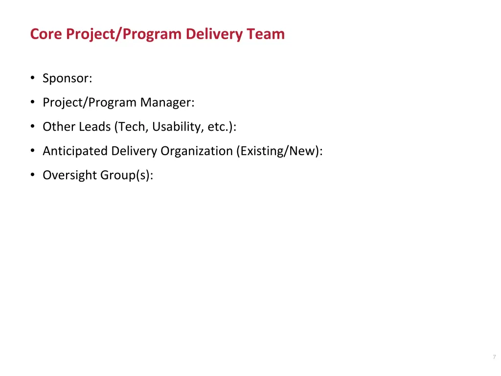 core project program delivery team