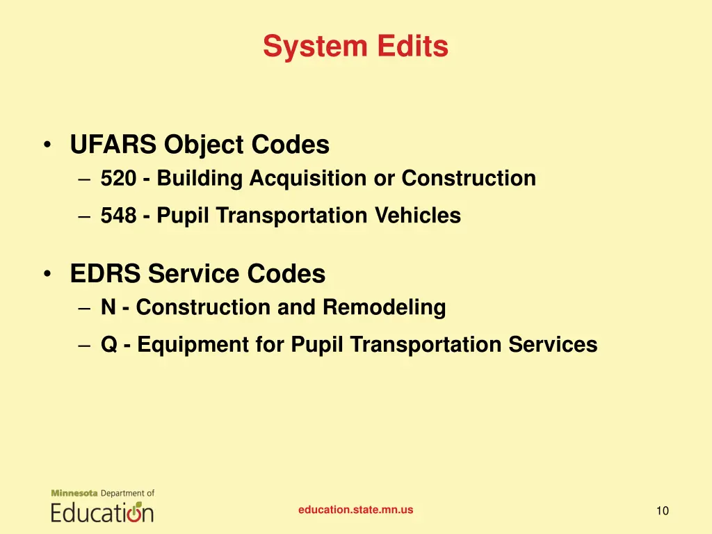 system edits