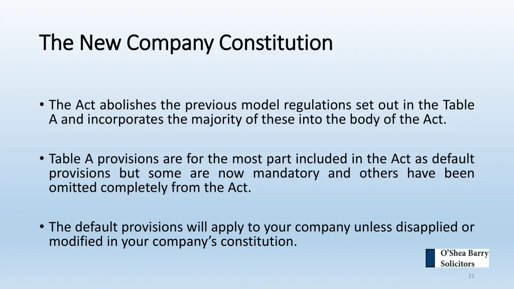 the new company constitution the new company 1