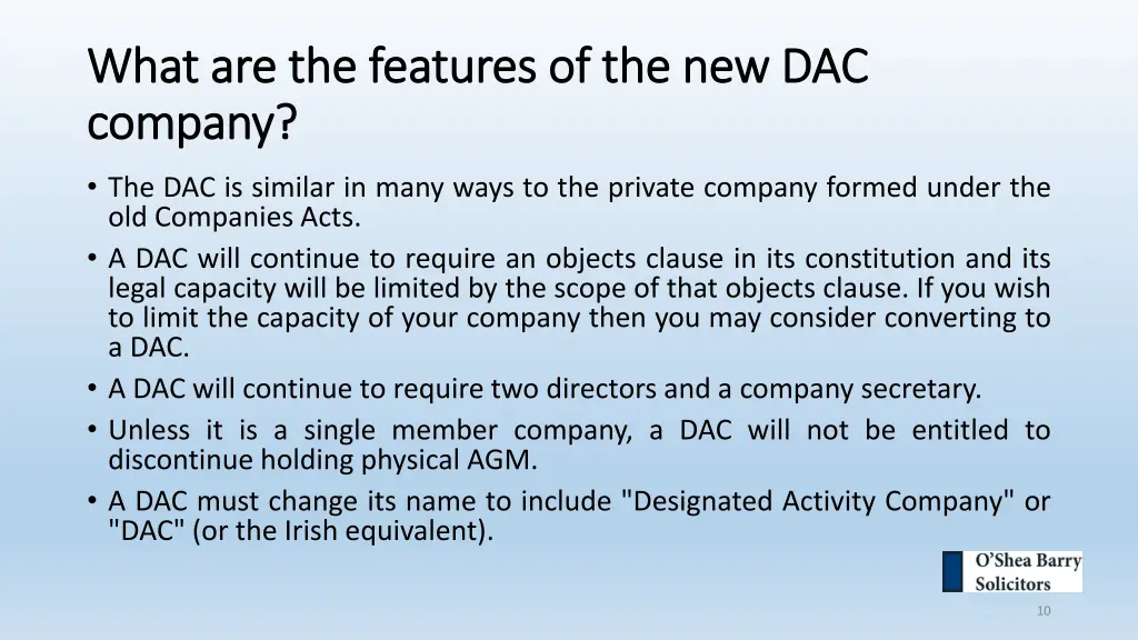 what are the features of the new dac what