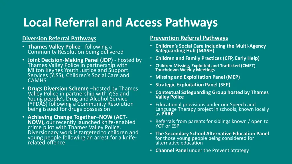 local referral and access pathways