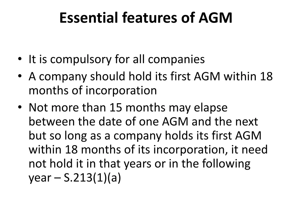 essential features of agm