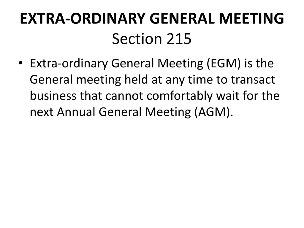 extra ordinary general meeting section 215