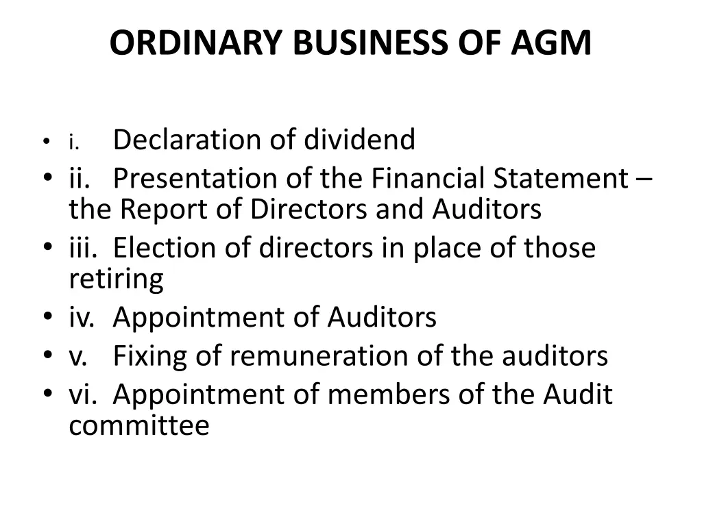 ordinary business of agm