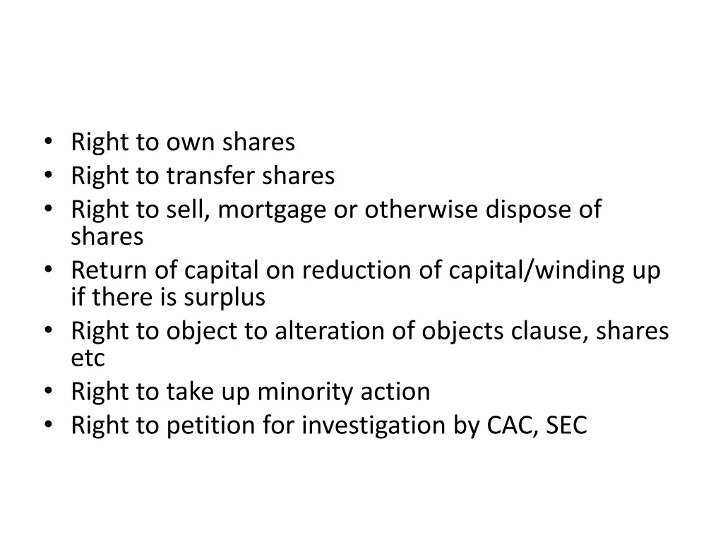 right to own shares right to transfer shares