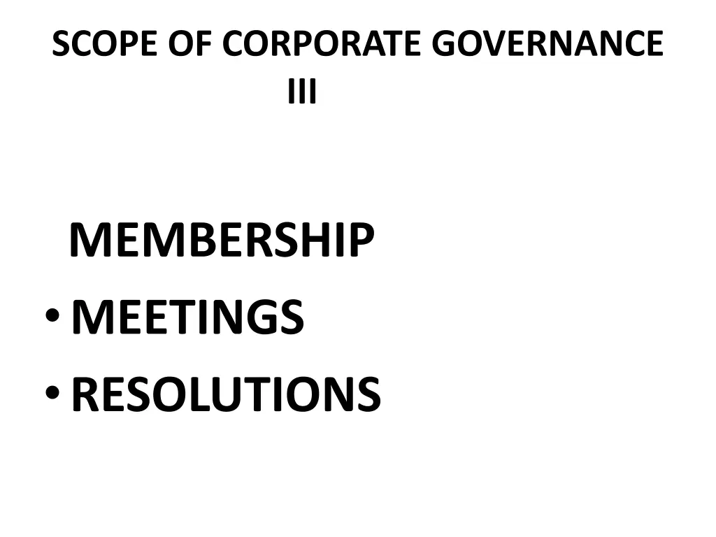 scope of corporate governance iii