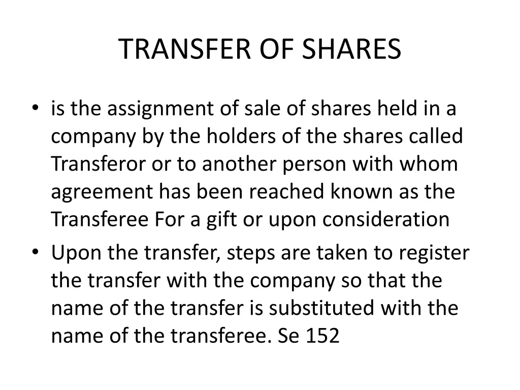 transfer of shares