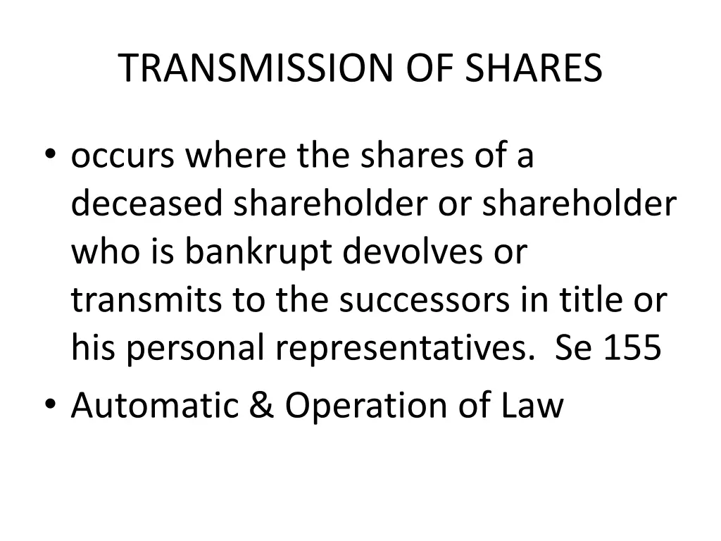 transmission of shares