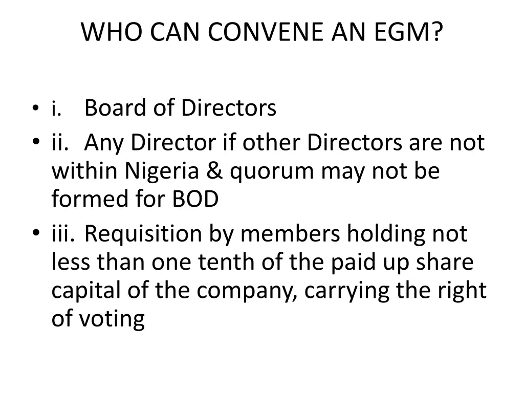 who can convene an egm