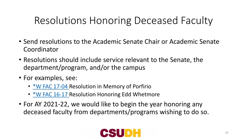 resolutions honoring deceased faculty