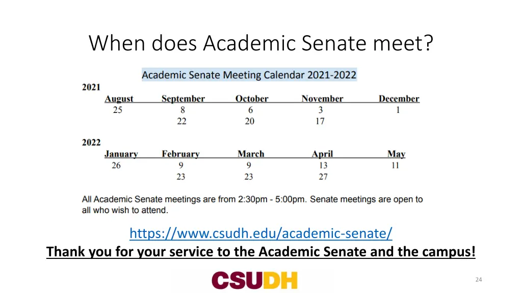 when does academic senate meet