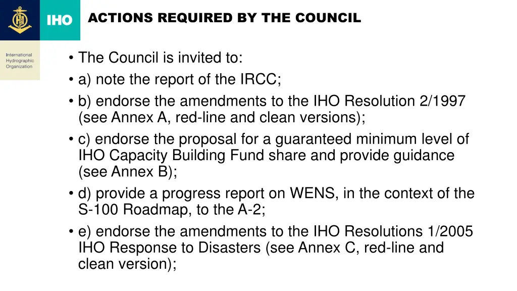 actions required by the council