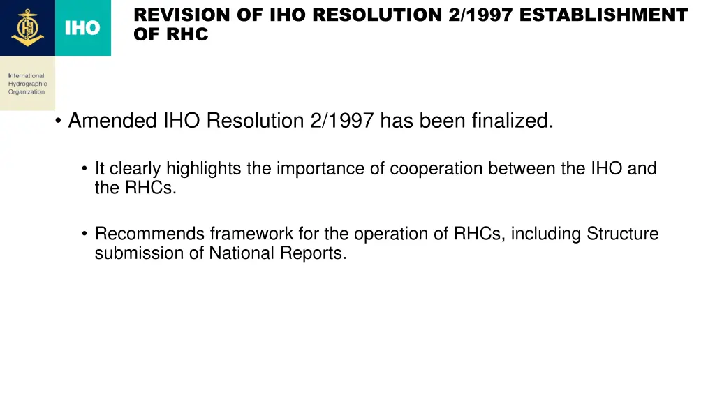 revision of iho resolution 2 1997 establishment