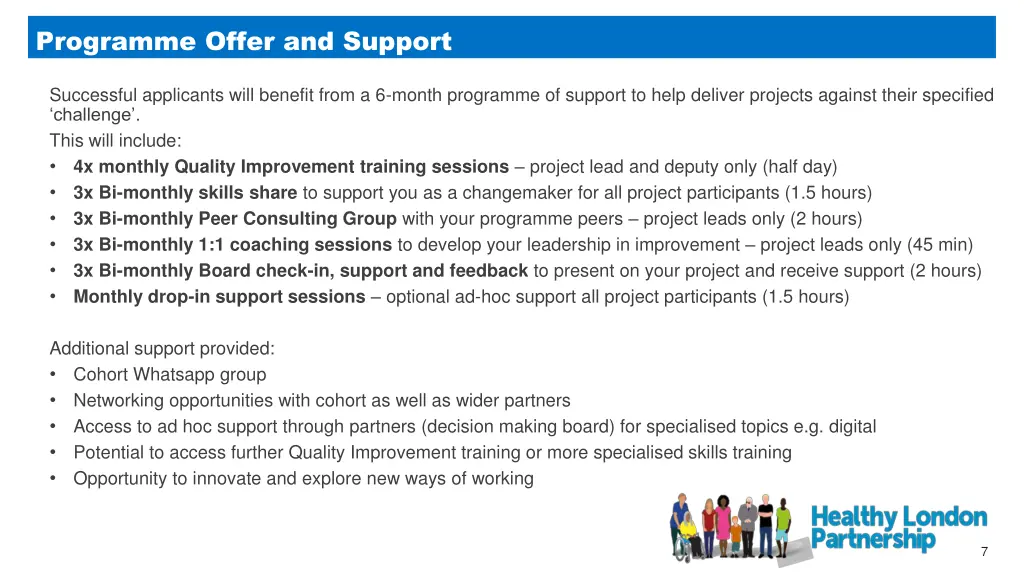 programme offer and support