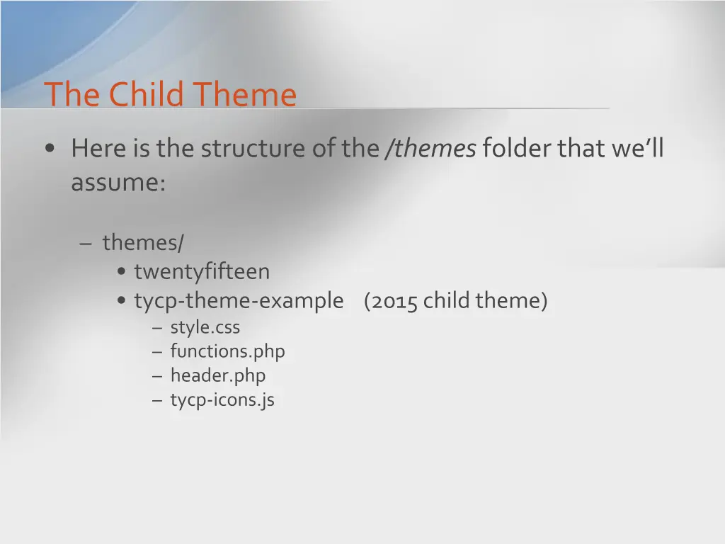 the child theme