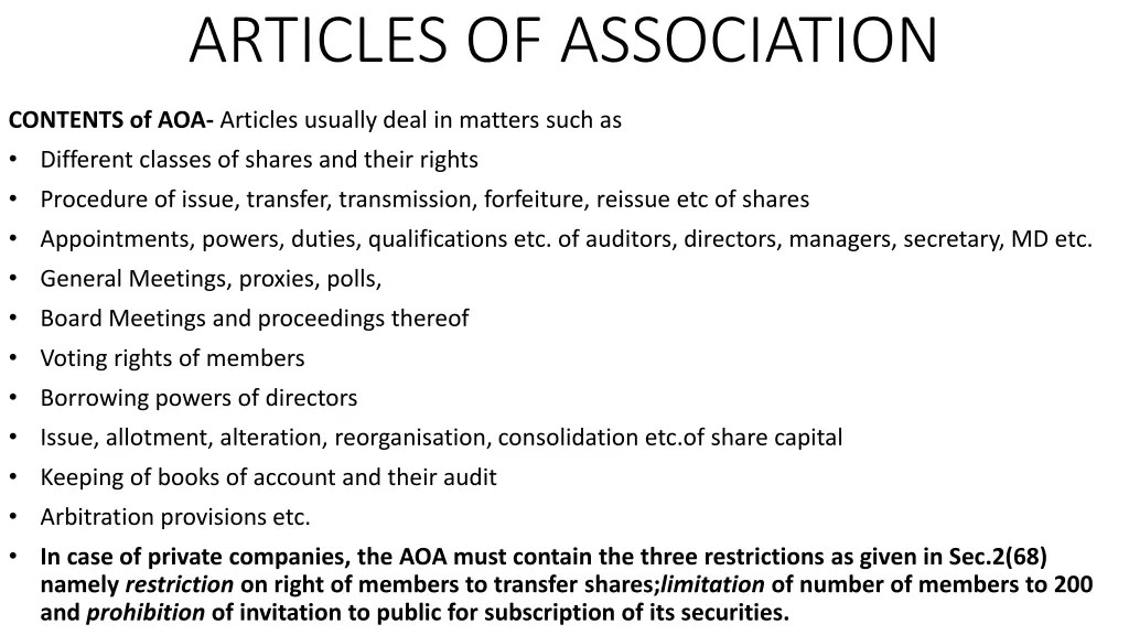 articles of association 1