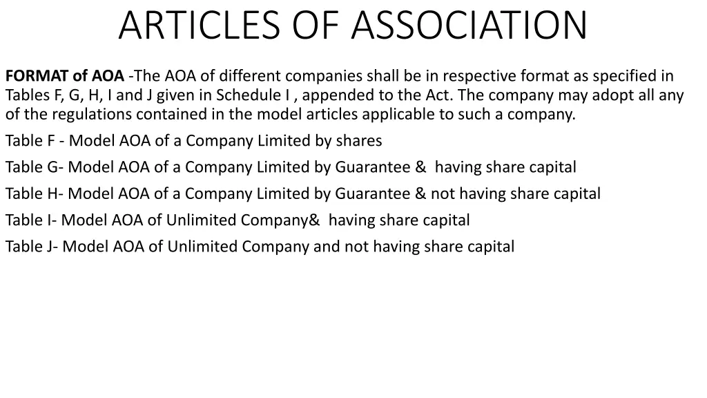 articles of association