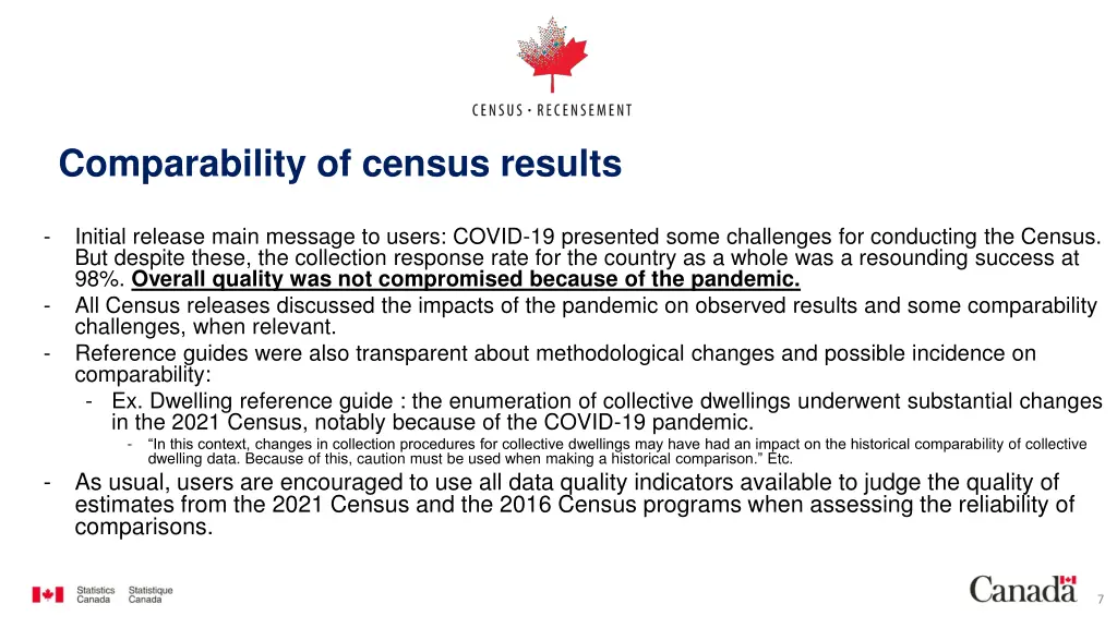 comparability of census results