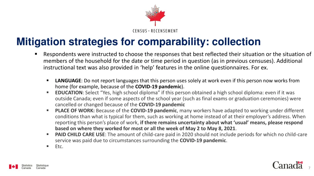 mitigation strategies for comparability