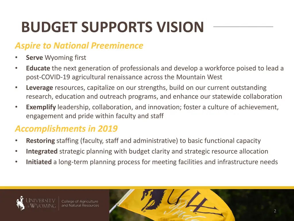 budget supports vision