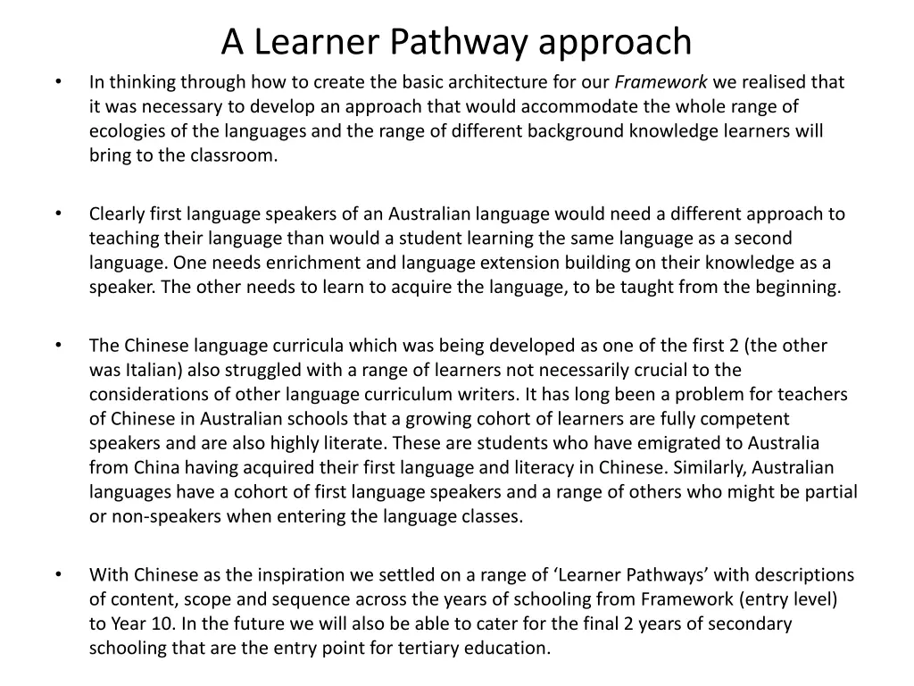 a learner pathway approach in thinking through