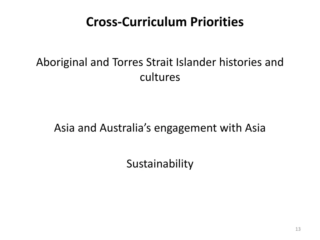 cross curriculum priorities