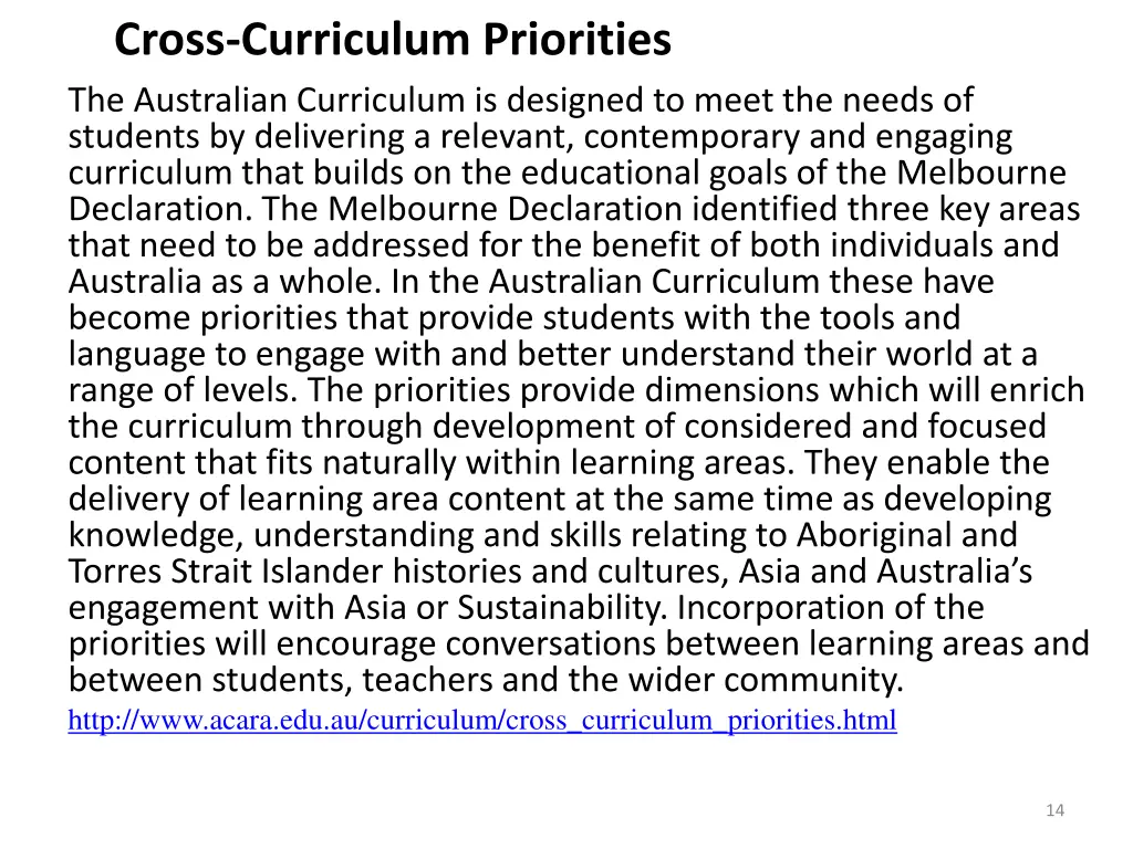 cross curriculum priorities the australian