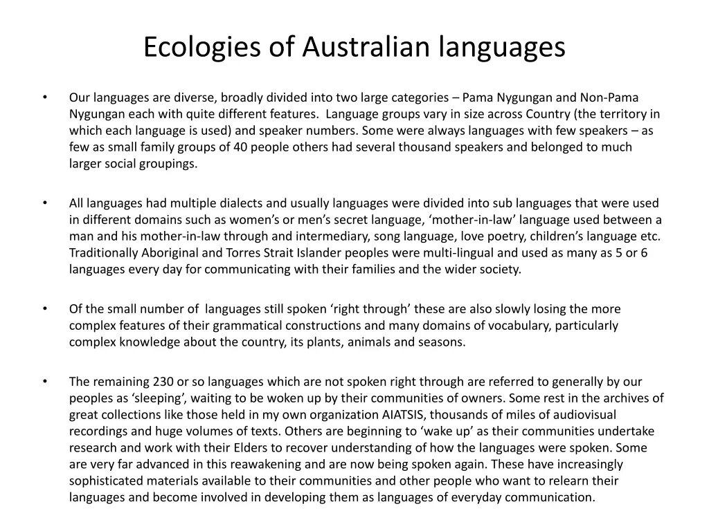 ecologies of australian languages