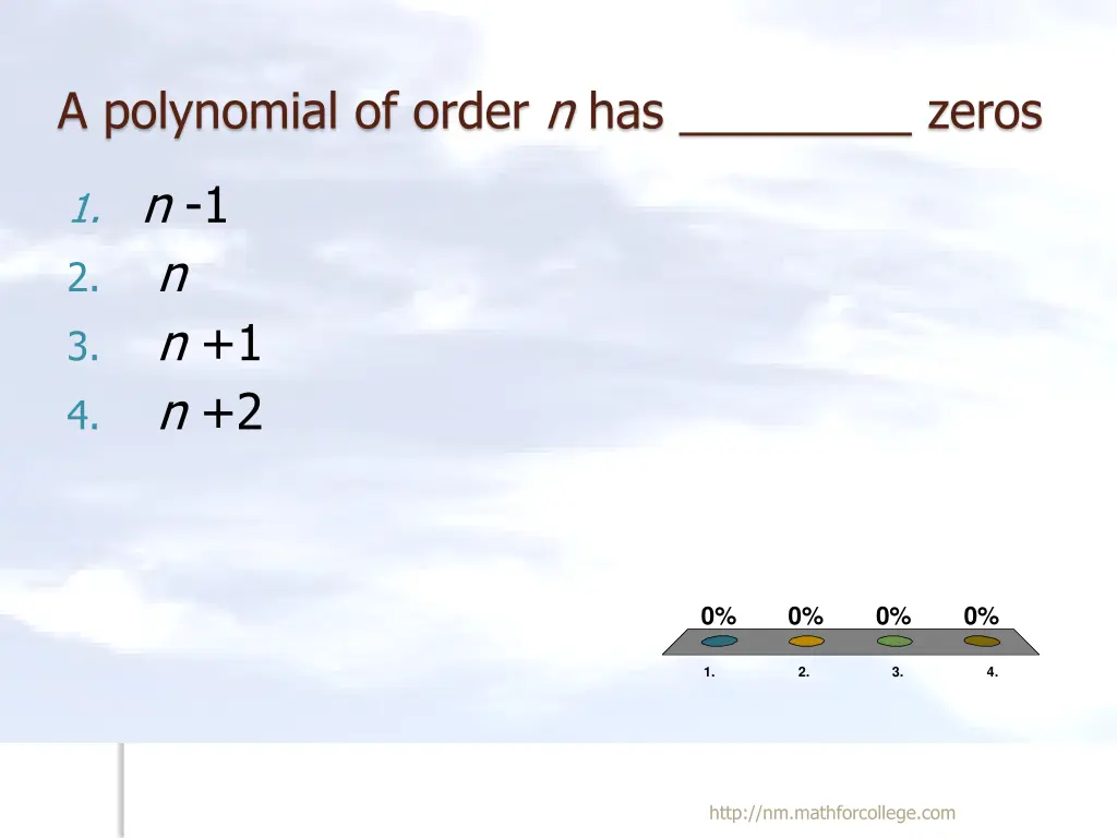 a polynomial of order n has