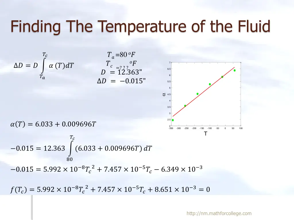 finding the temperature of the fluid