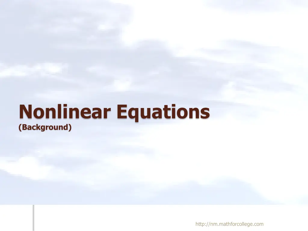 nonlinear equations background