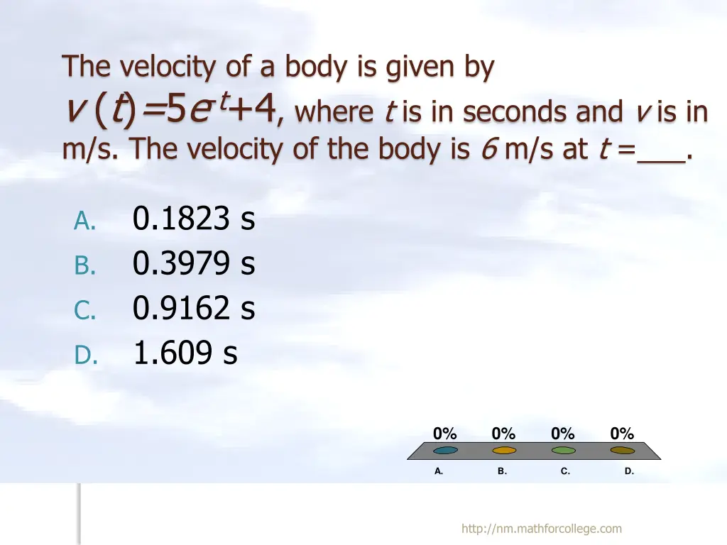 the velocity of a body is given