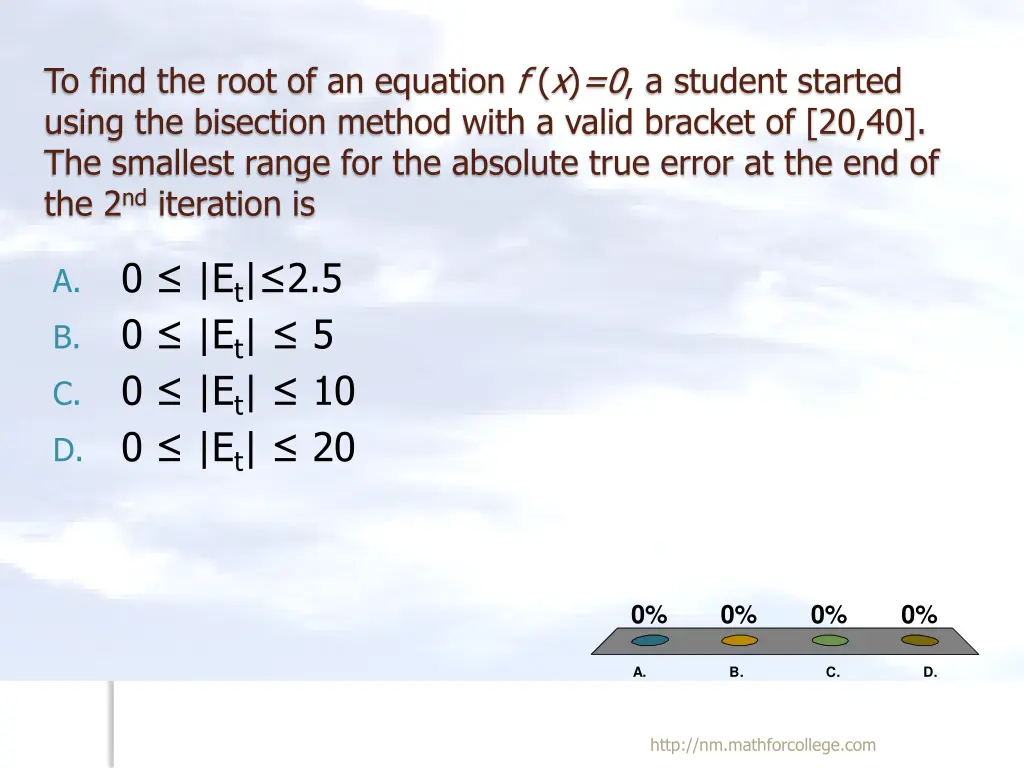 to find the root of an equation f x 0 a student