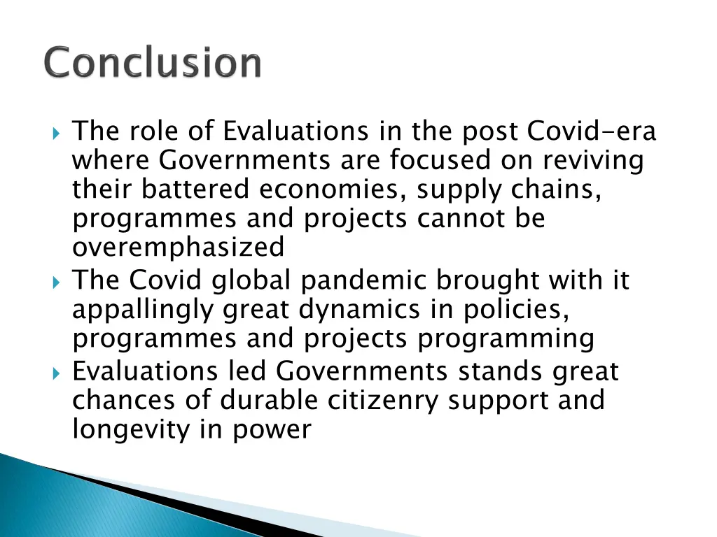 the role of evaluations in the post covid