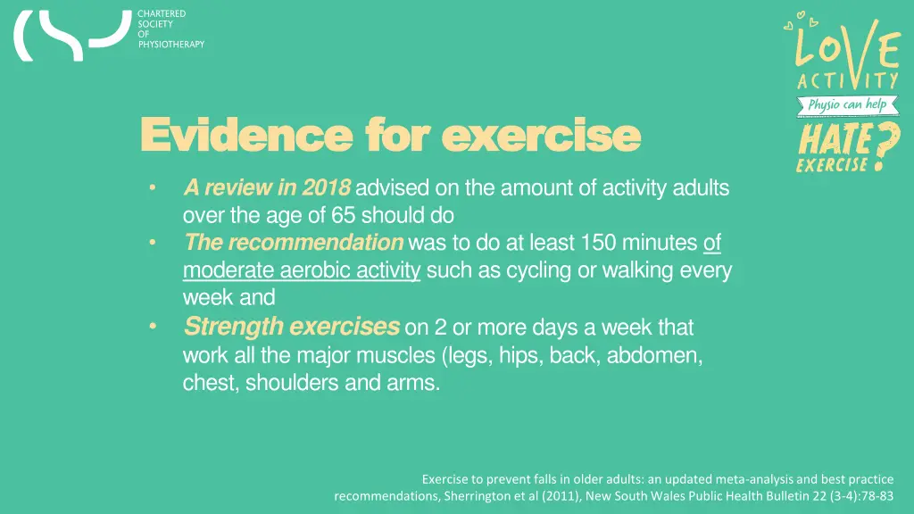 evidence for exercise evidence for exercise